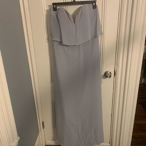 Hayley Paige Occasions Grey Strapless A-Line Floor Length Bridesmaid Dress